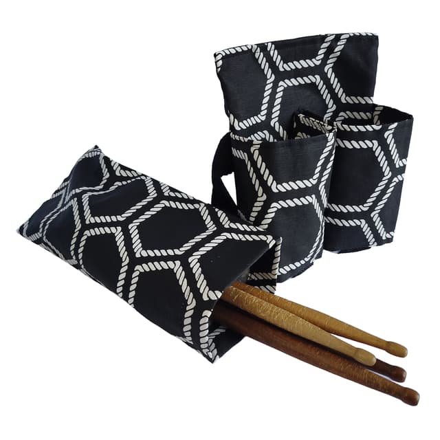 Pochete Porta-Bebida com Porta-Baqueta Acquablock Geométrica Preta e Branca